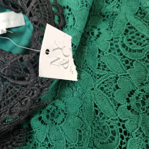 NY&C Green Black Lace Dress Size L Large Cocktail Dinner Cruise Wear New - Picture 11 of 12